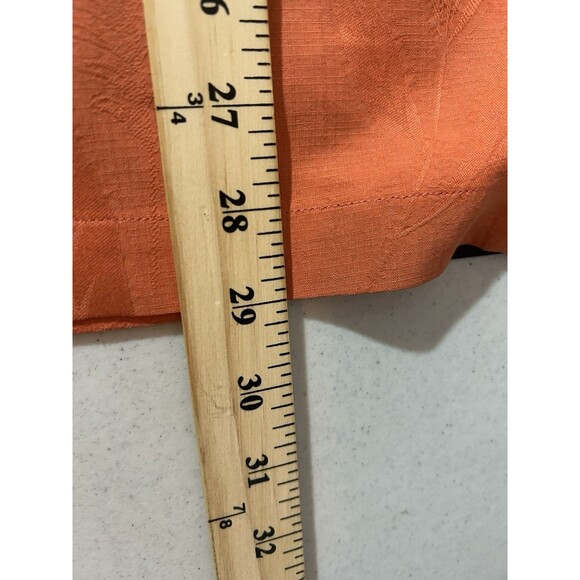 Tommy Bahama Button Up Shirt Mens Large Peach Embedded Leaf Design 100% Silk - Picture 8 of 8